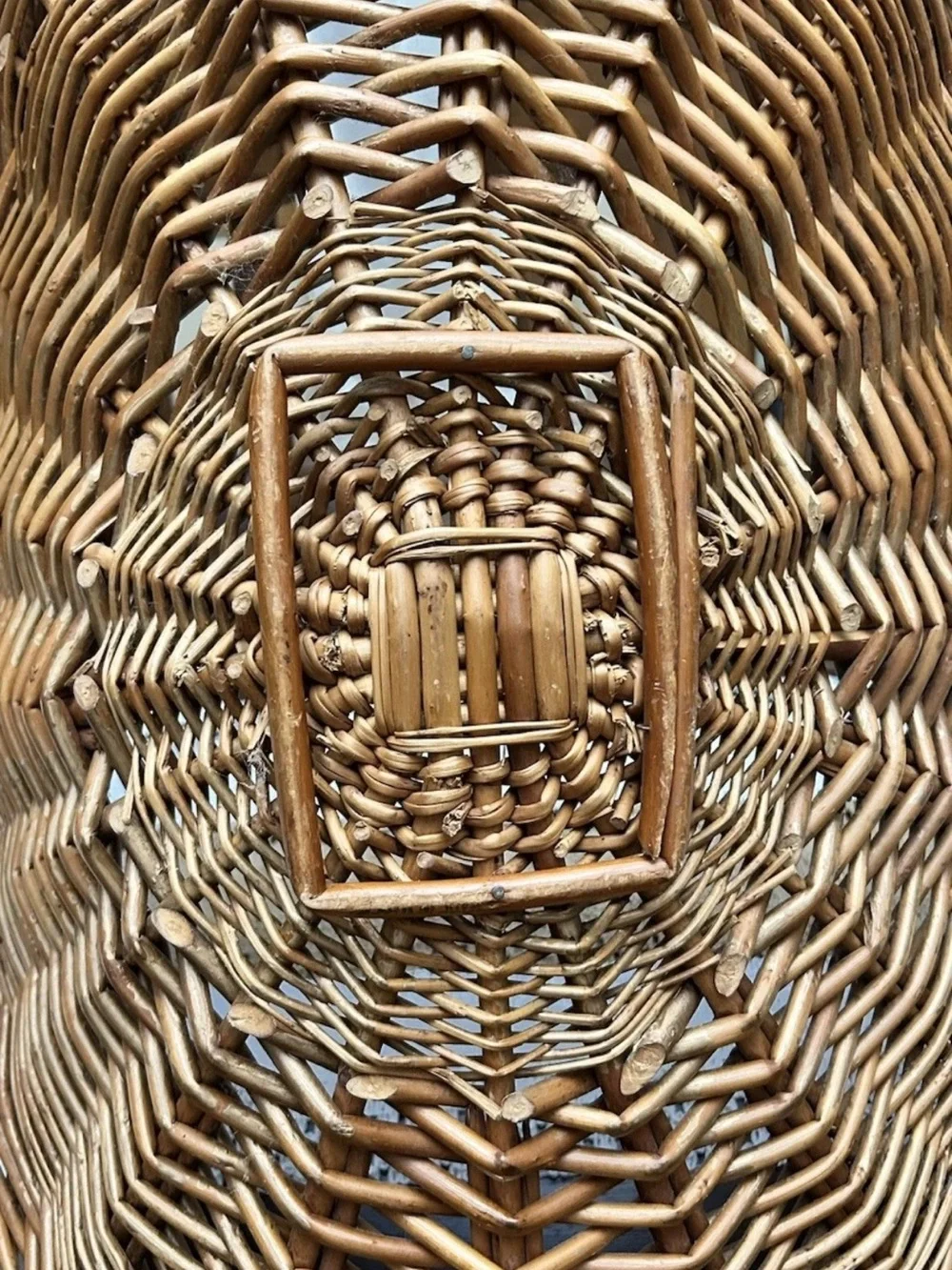 Vintage Handwoven Wicker Gathering Basket | Large Farmhouse French Country Boho